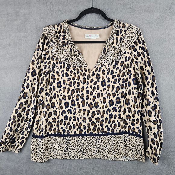 Vineyard Vines Tops - Vineyard Vines Cheetah Borderline Blouse Size XS